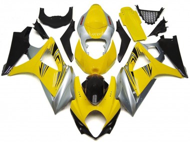 Yellow and Silver OEM Style 2007-2008 GSXR 1000 Motorcycle Fairings